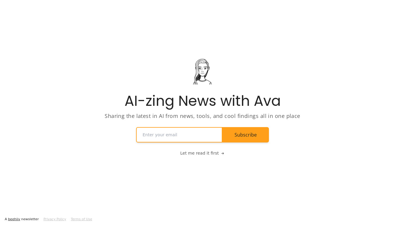 AI-zing News with Ava Landing page