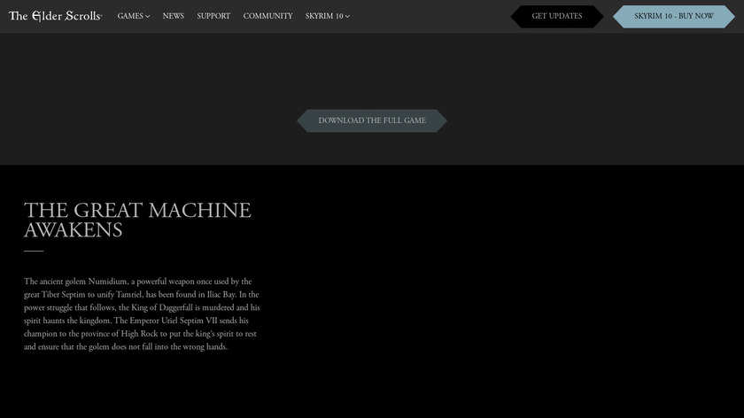The Elder Scrolls II: Daggerfall Landing Page