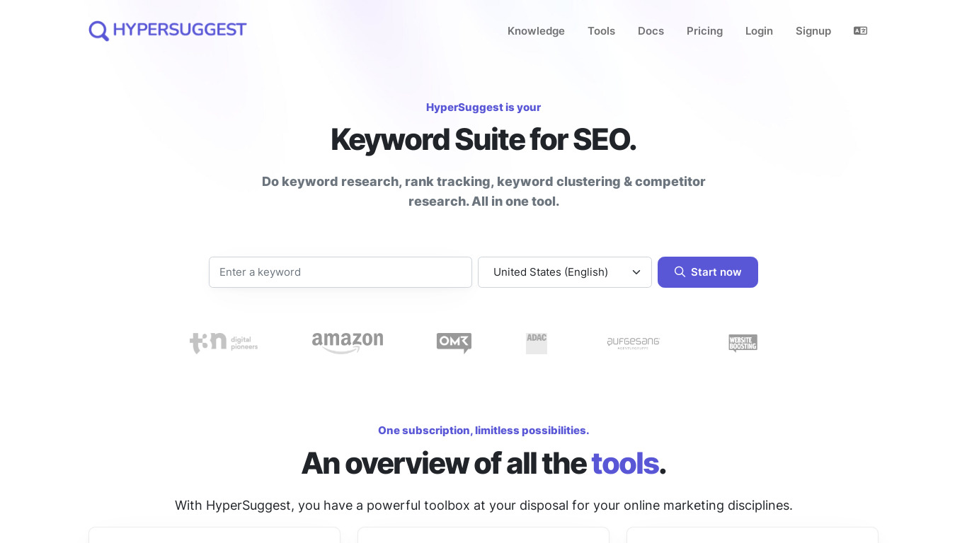 HyperSuggest Landing page