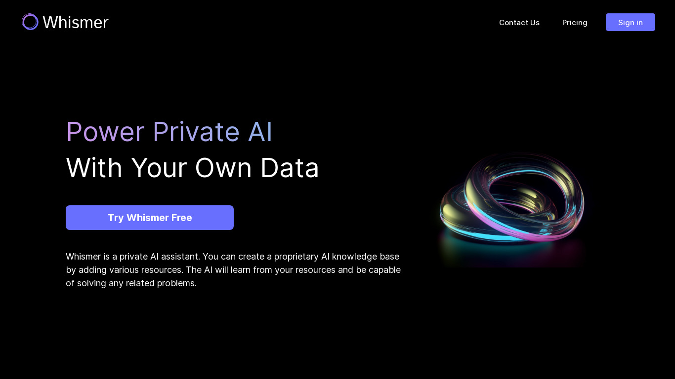 Whismer Landing page