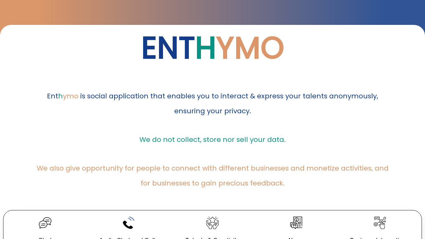 Enthymo Landing page