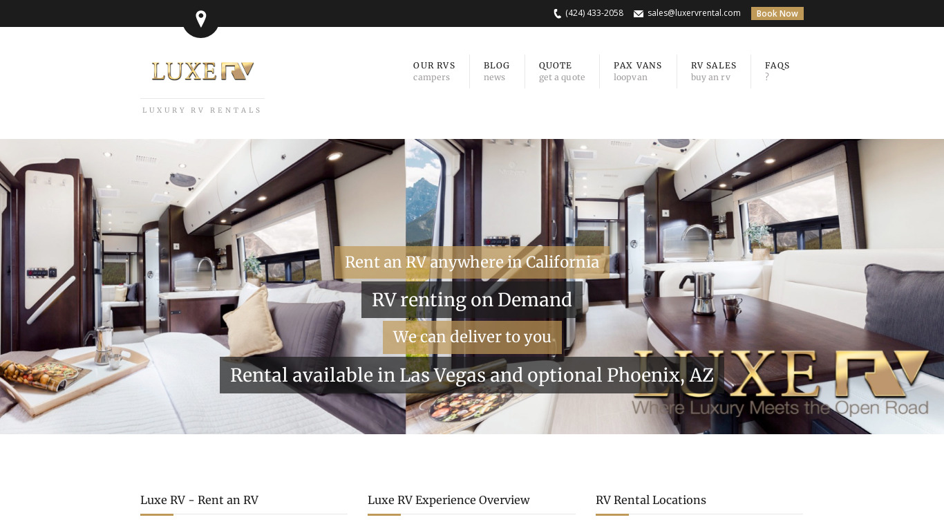 Luxe RV Landing page