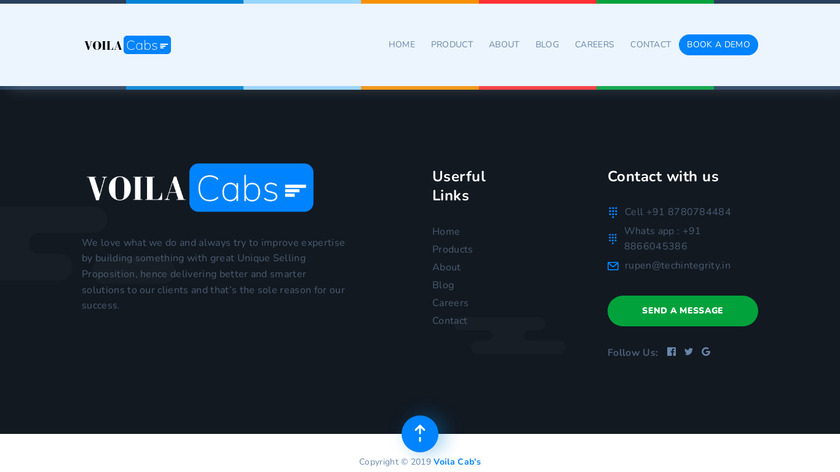 Voila Cabs Landing Page