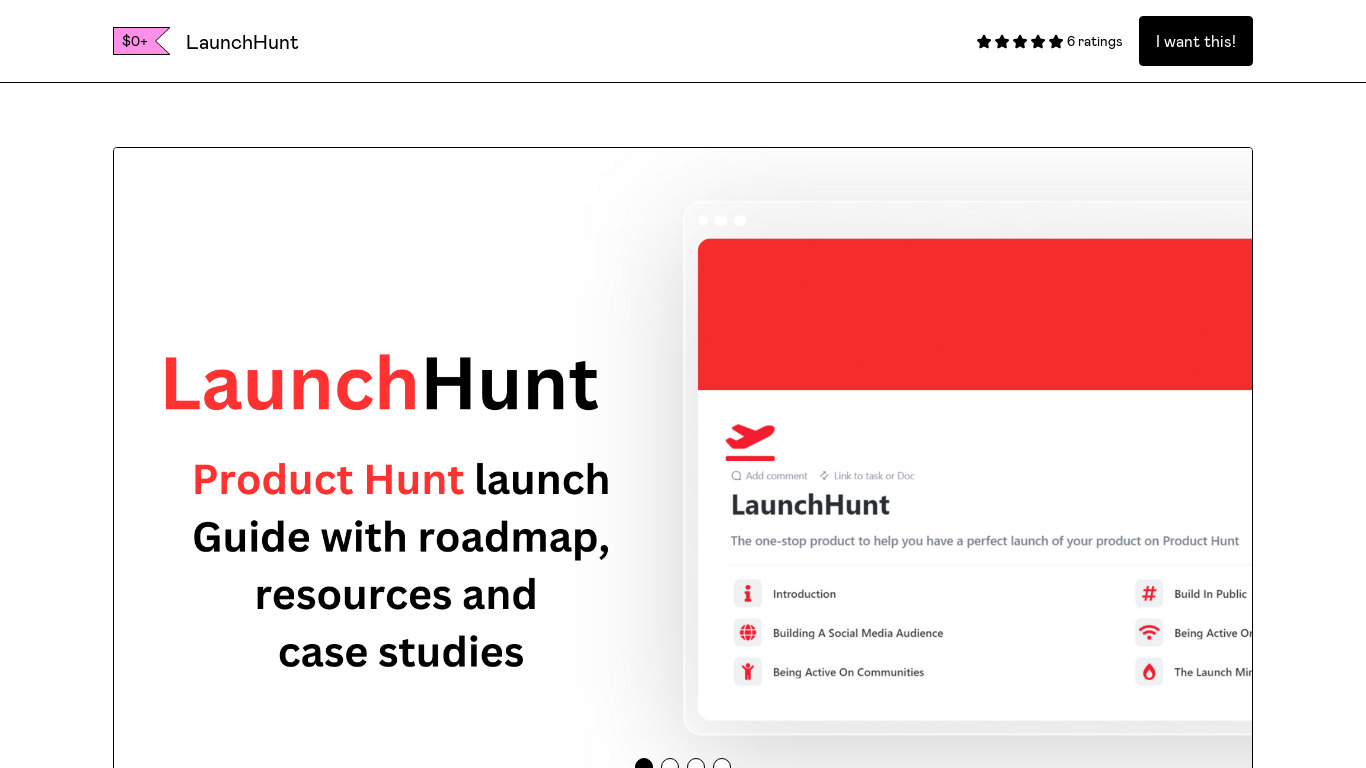 LaunchHunt Landing page