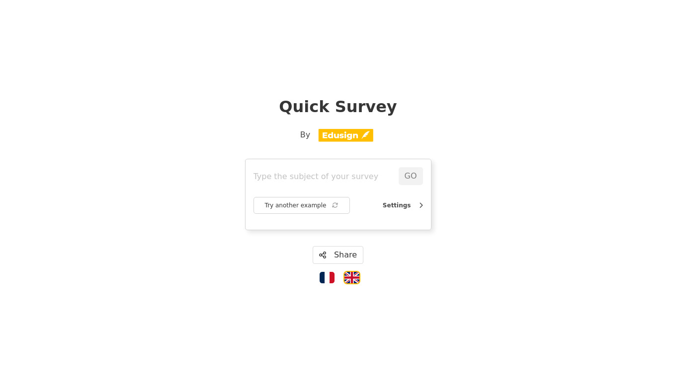 Quick Survey AI Landing page