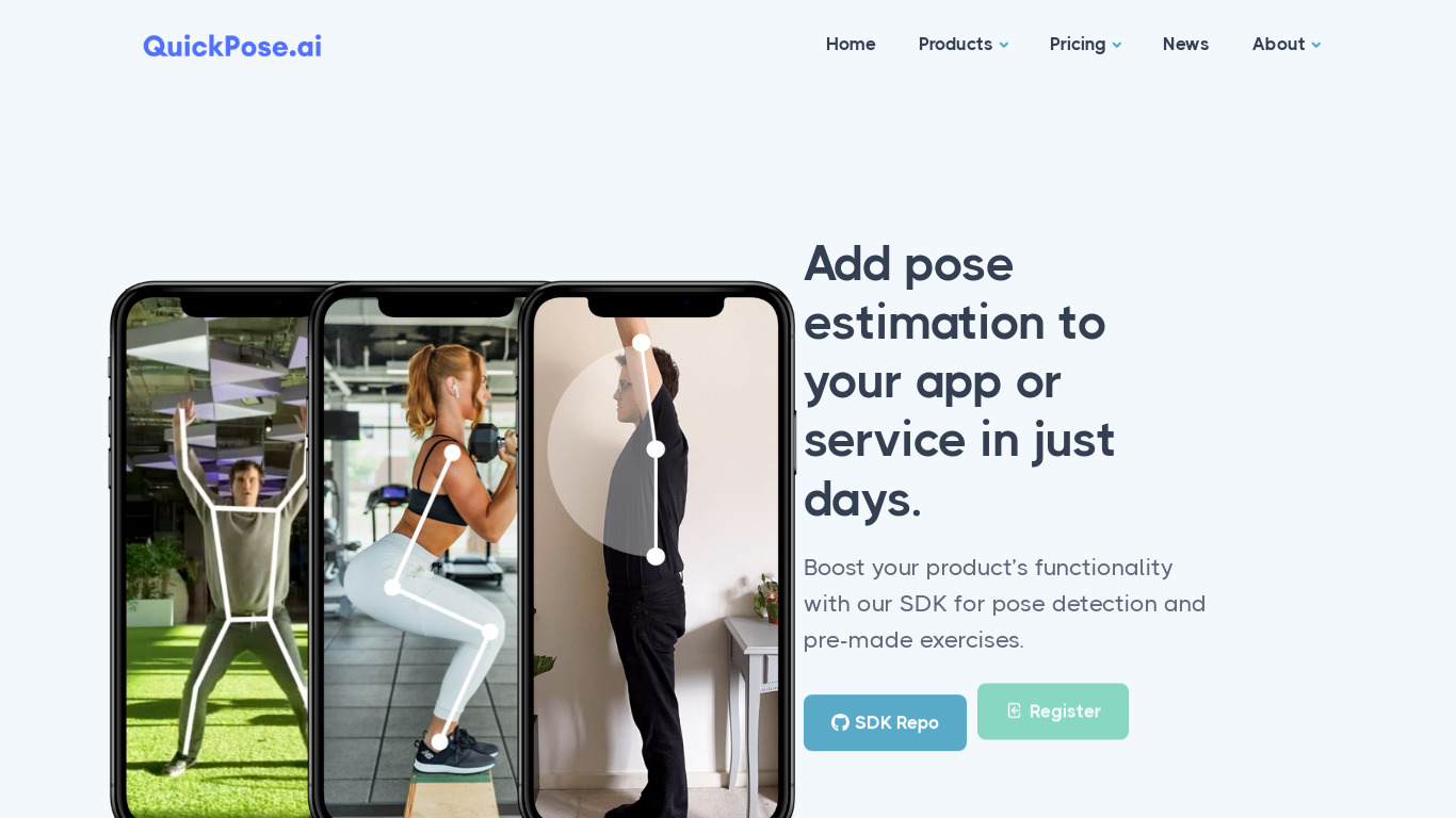 QuickPose.ai Landing page