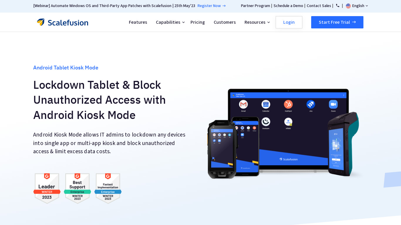 Scalefusion Android Kiosk Mode Landing page