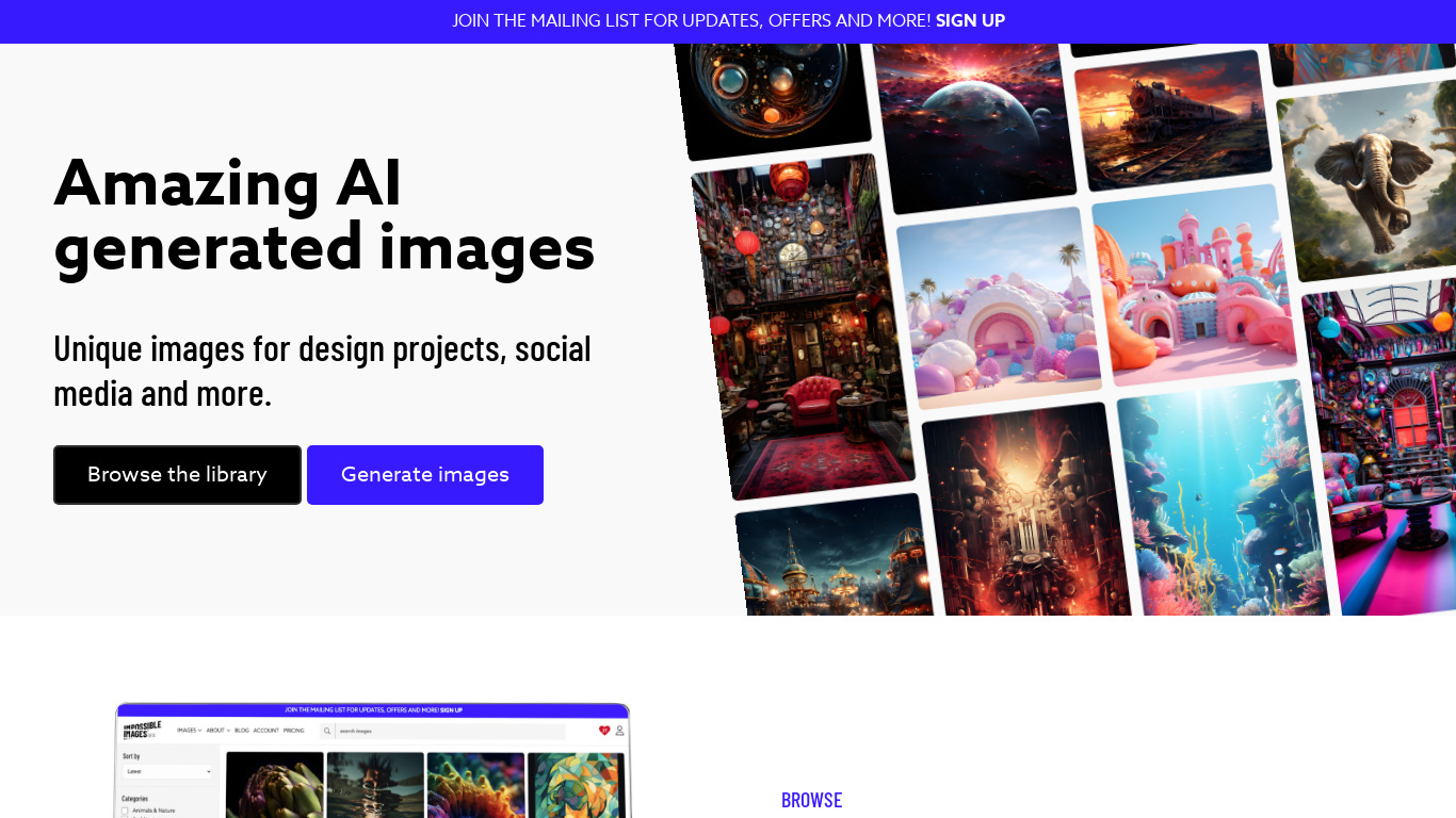 Impossible Images Landing page
