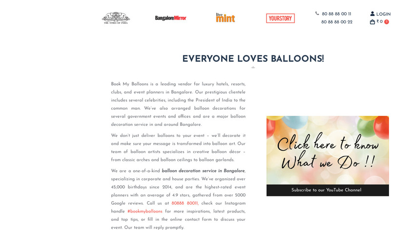 BookMyBalloons Landing Page