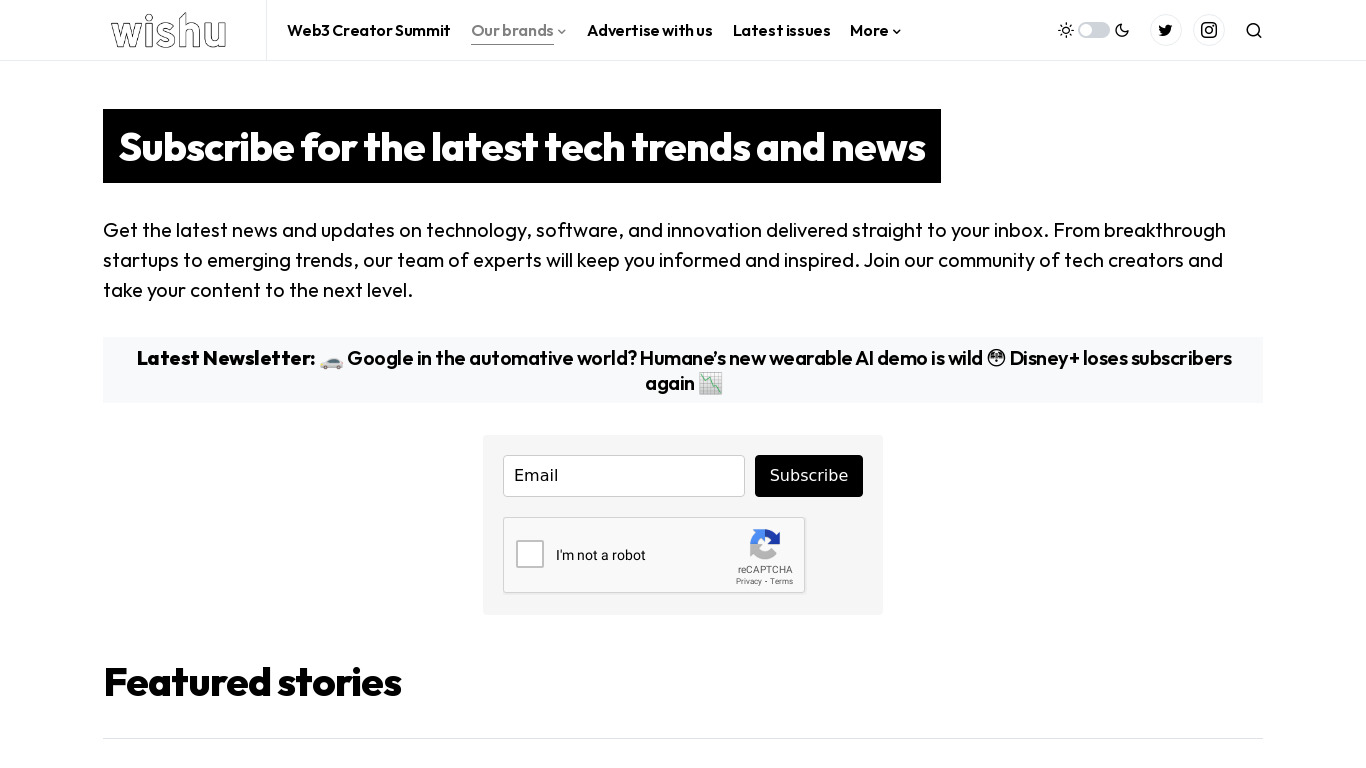 Tech Creator Landing page