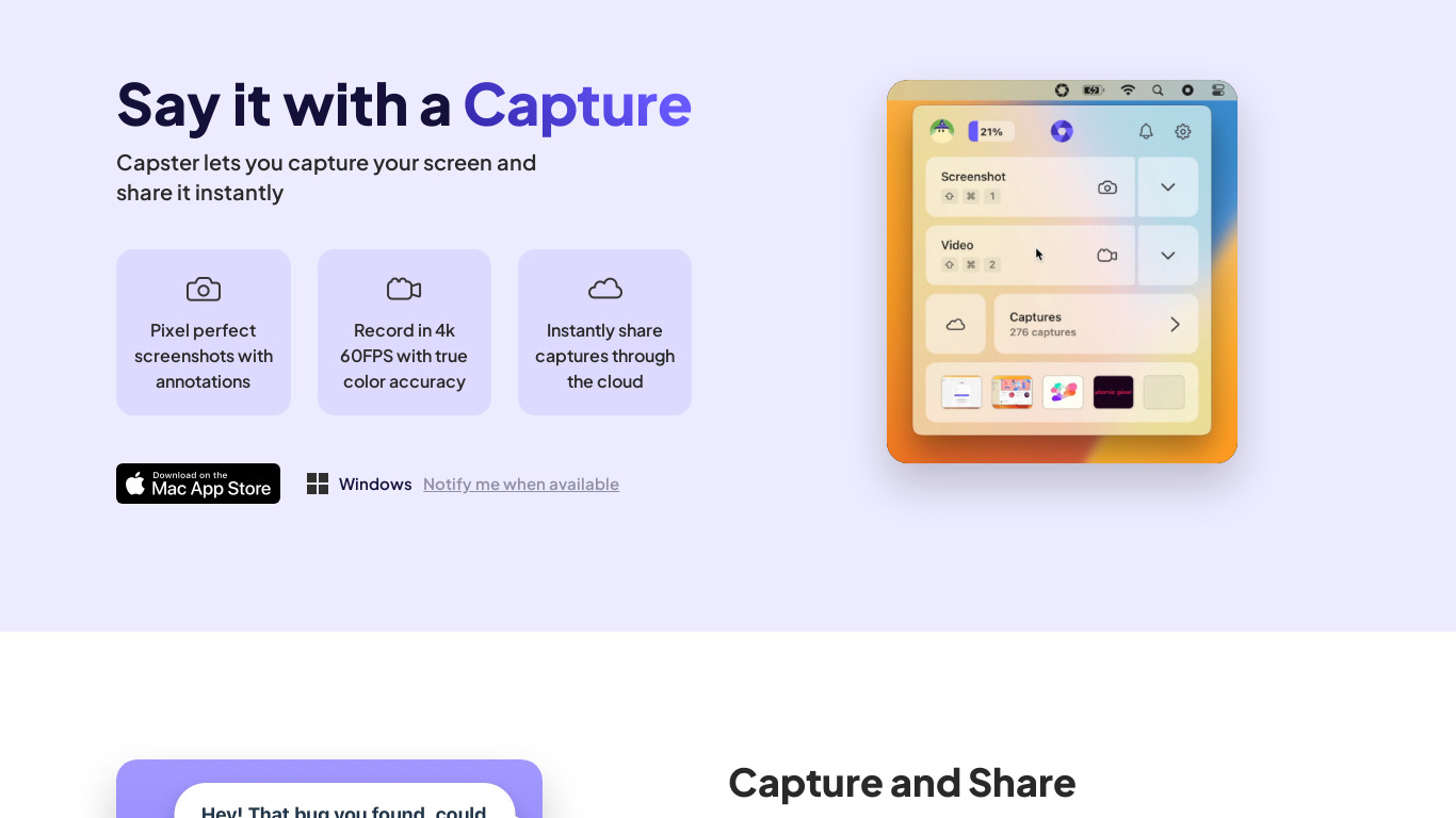 Capster Landing page