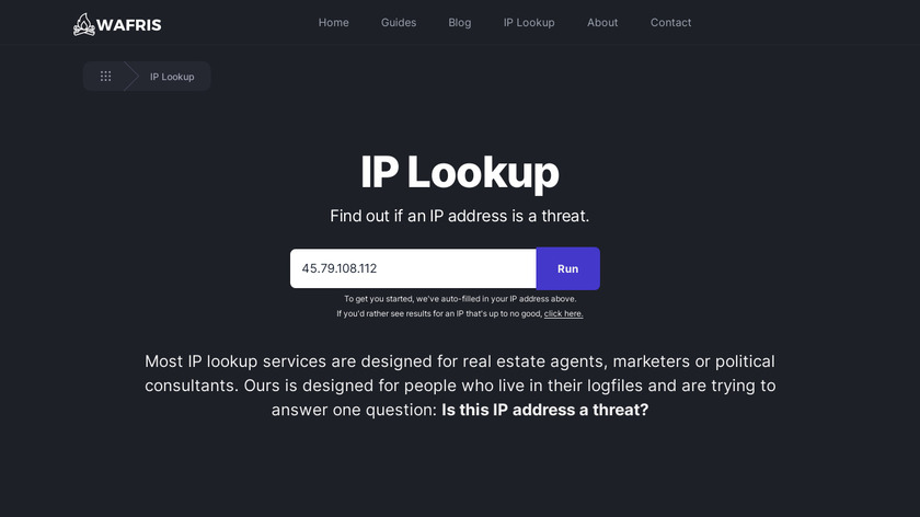 IP Lookup by Wafris Landing Page