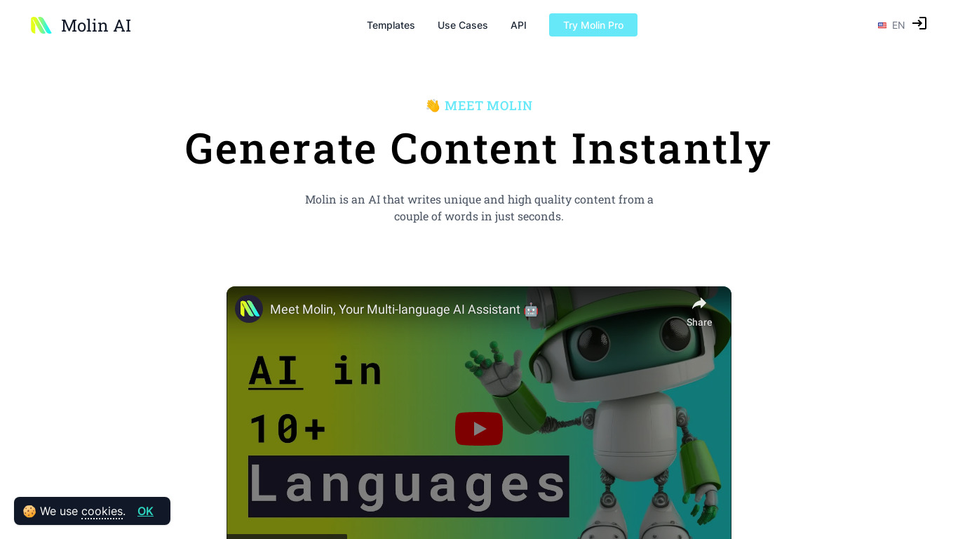 Molin AI Landing page