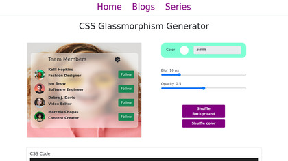 Democoding CSS Glassmorphism Generator image