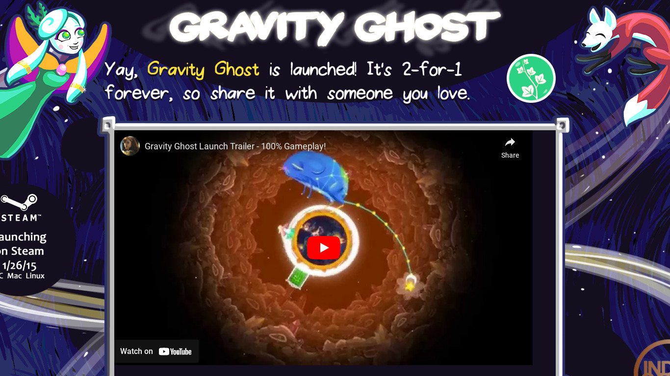 Gravity Ghost Landing page
