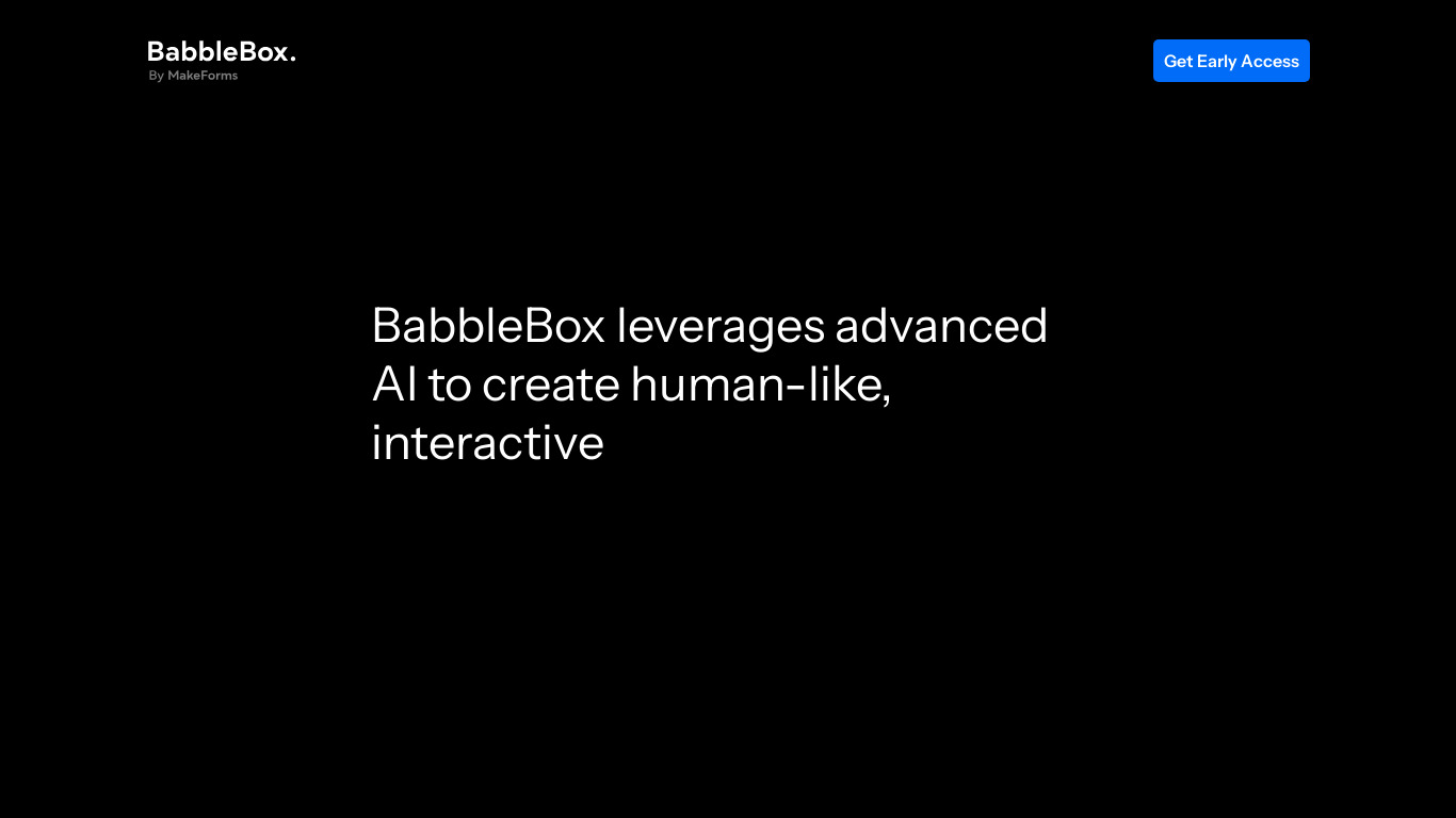 BabbleBox.ai by MakeForms.io Landing page