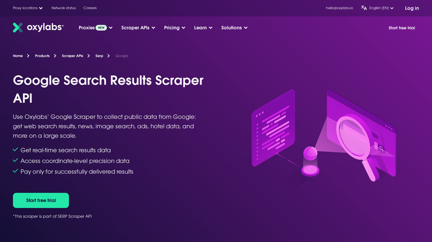 Google Search Results Scraper API Landing Page