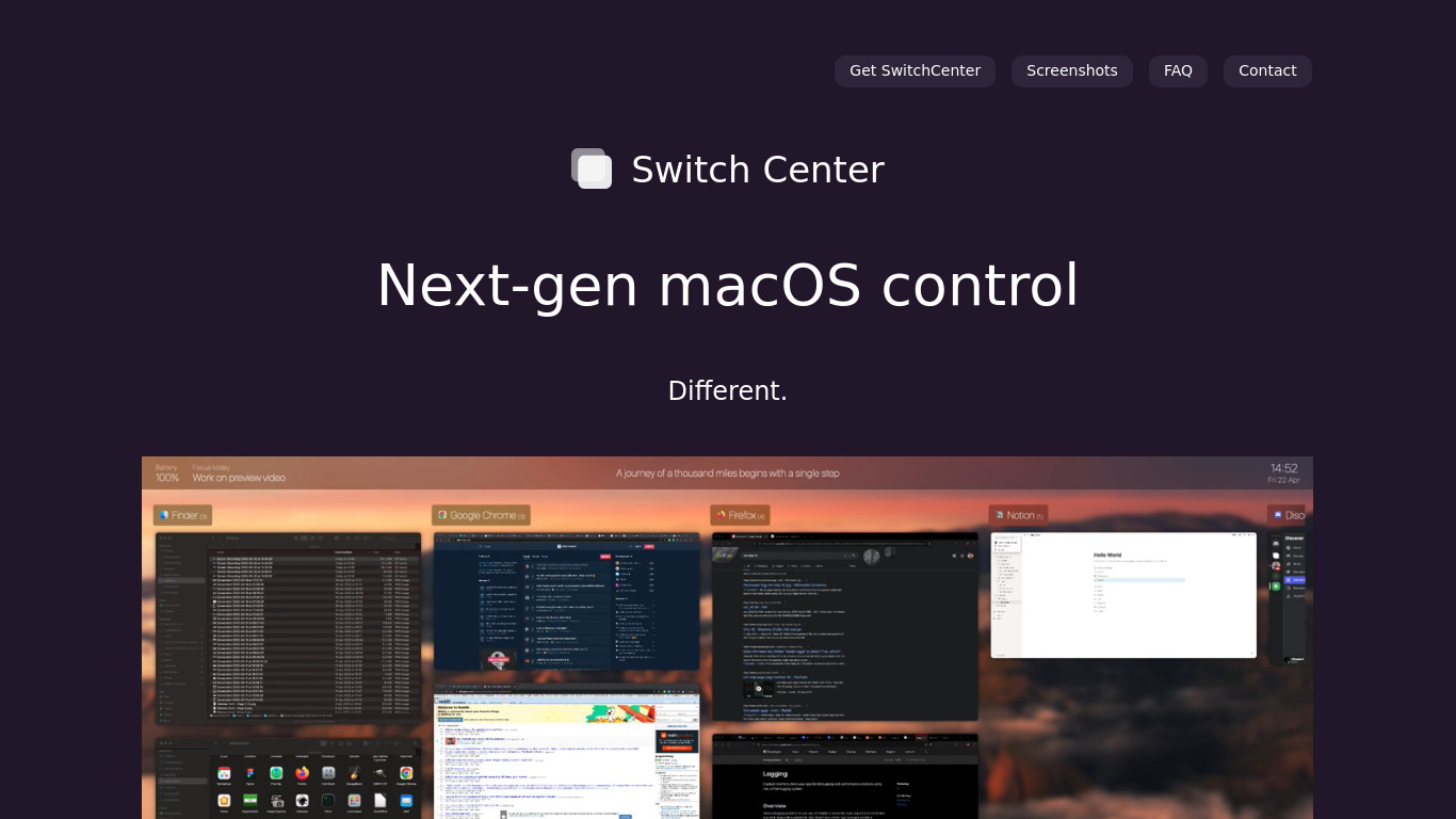 Switch Center Landing page