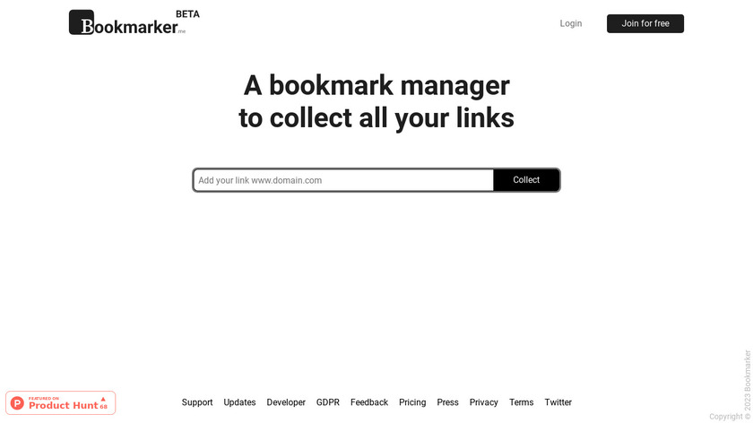 Bookmarker.me Landing Page