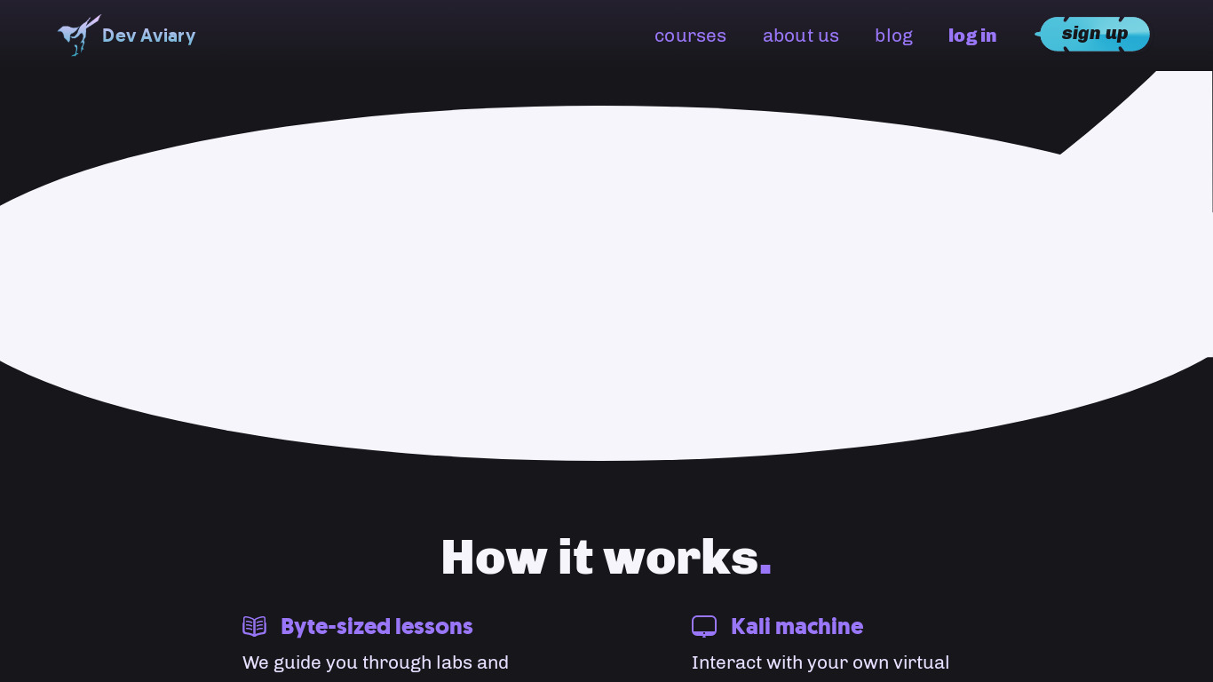 Dev Aviary Landing page