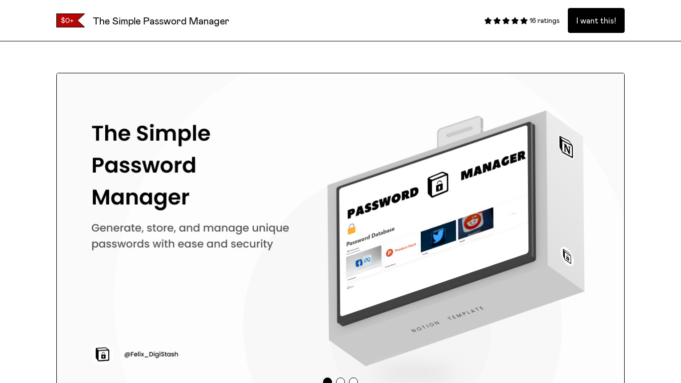 The Simple Password Manager Landing page
