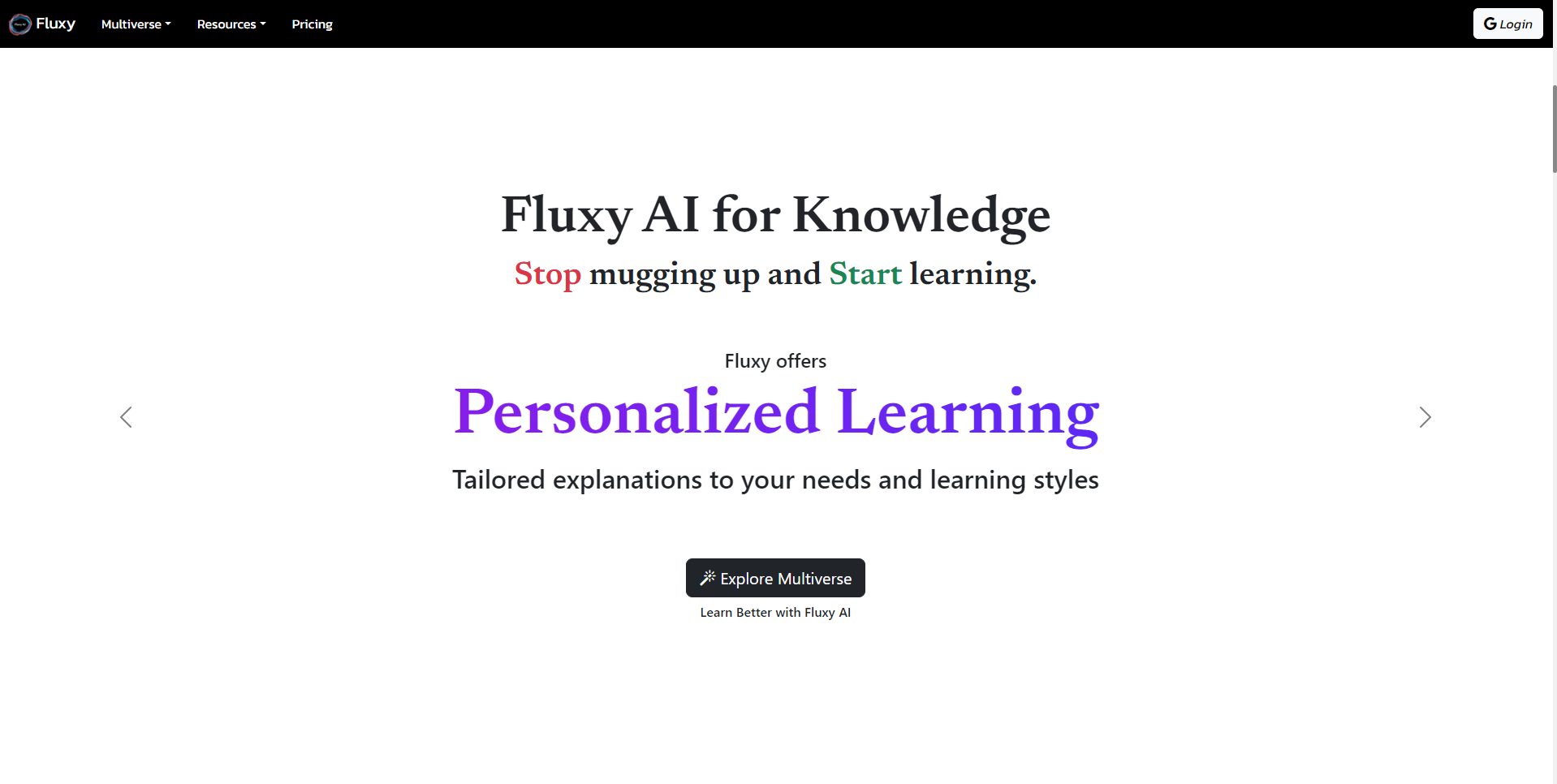 Fluxy AI Landing page
