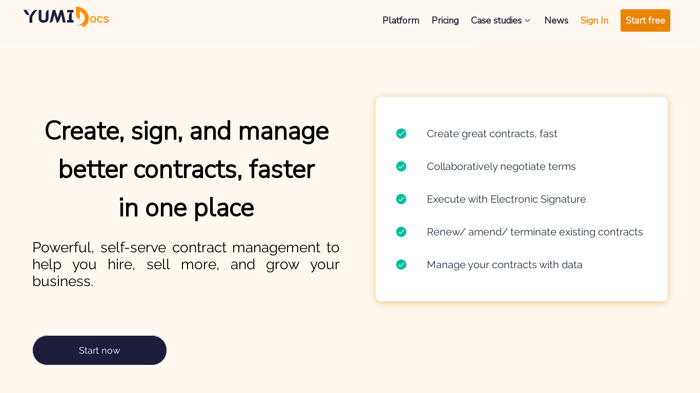 YumiDocs Landing page