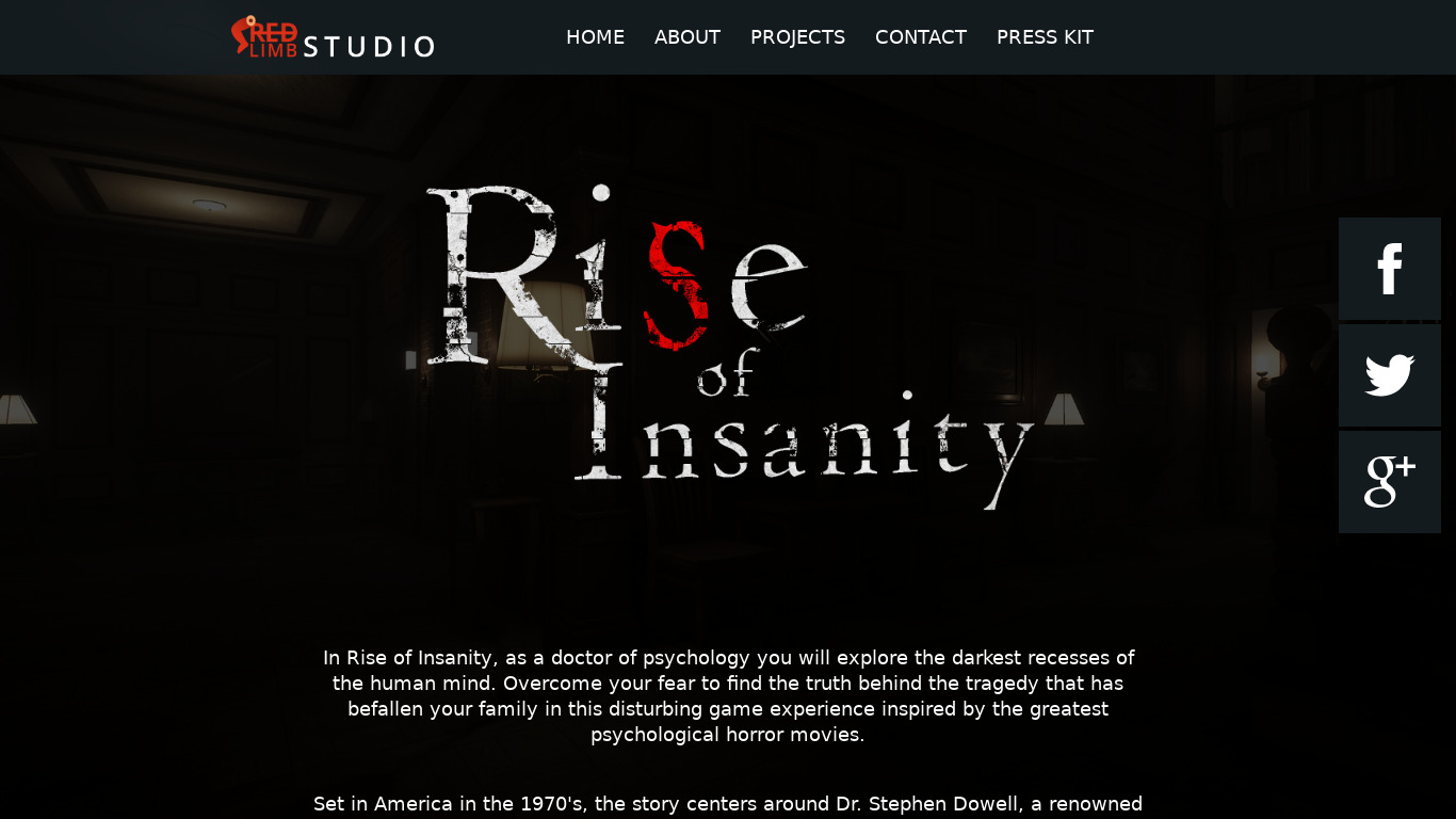 Rise of Insanity Landing page