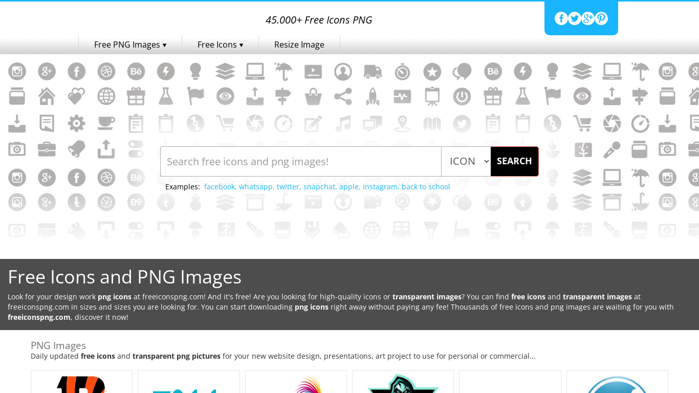 Free Icons PNG Landing page