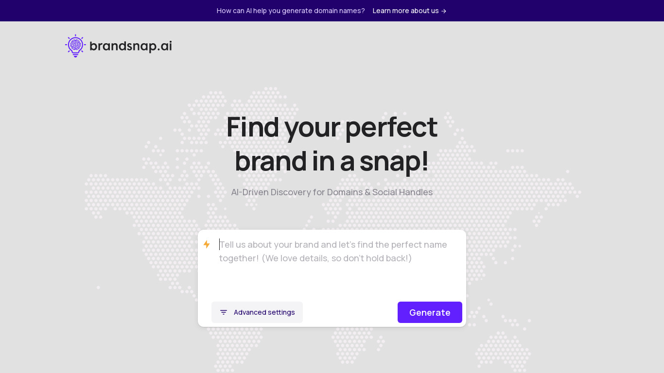 Brandsnap.ai: Easy AI-Assisted Branding Landing page