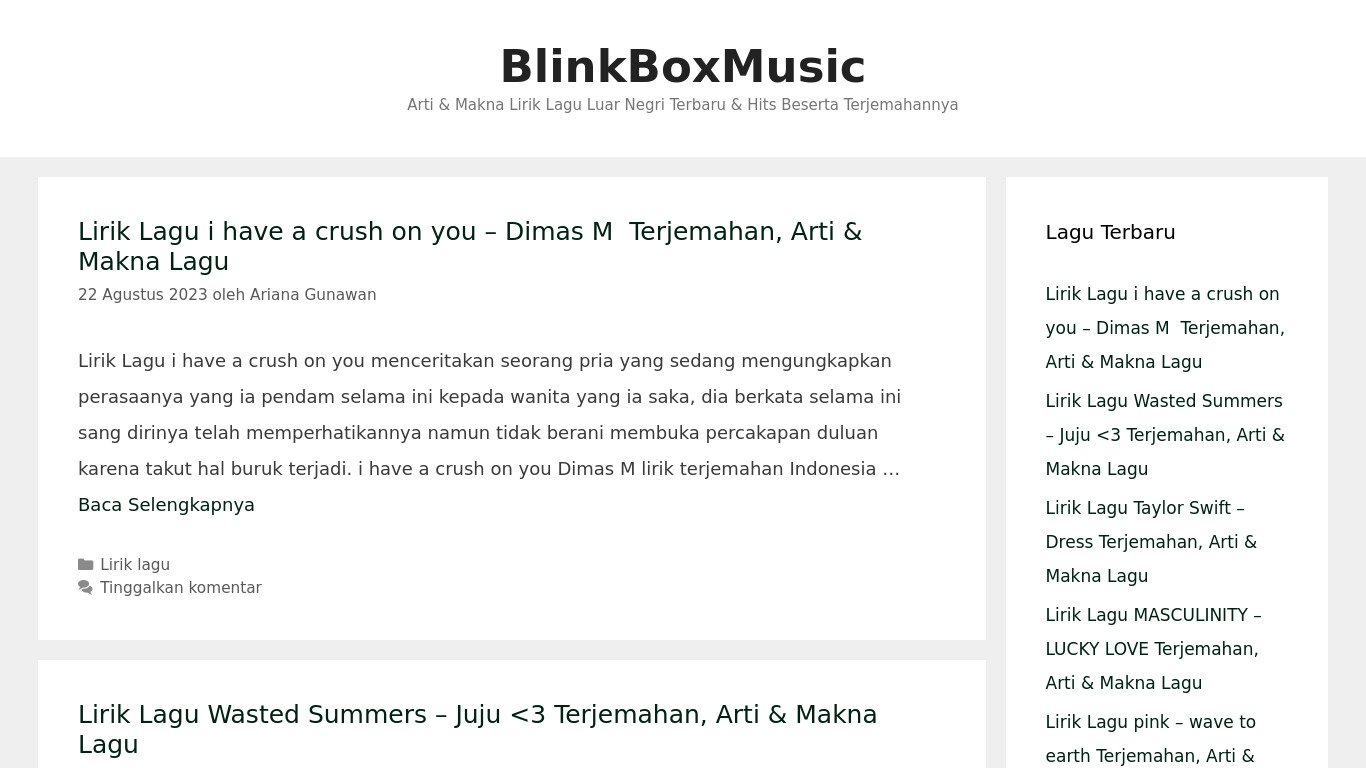 blinkbox music Landing page