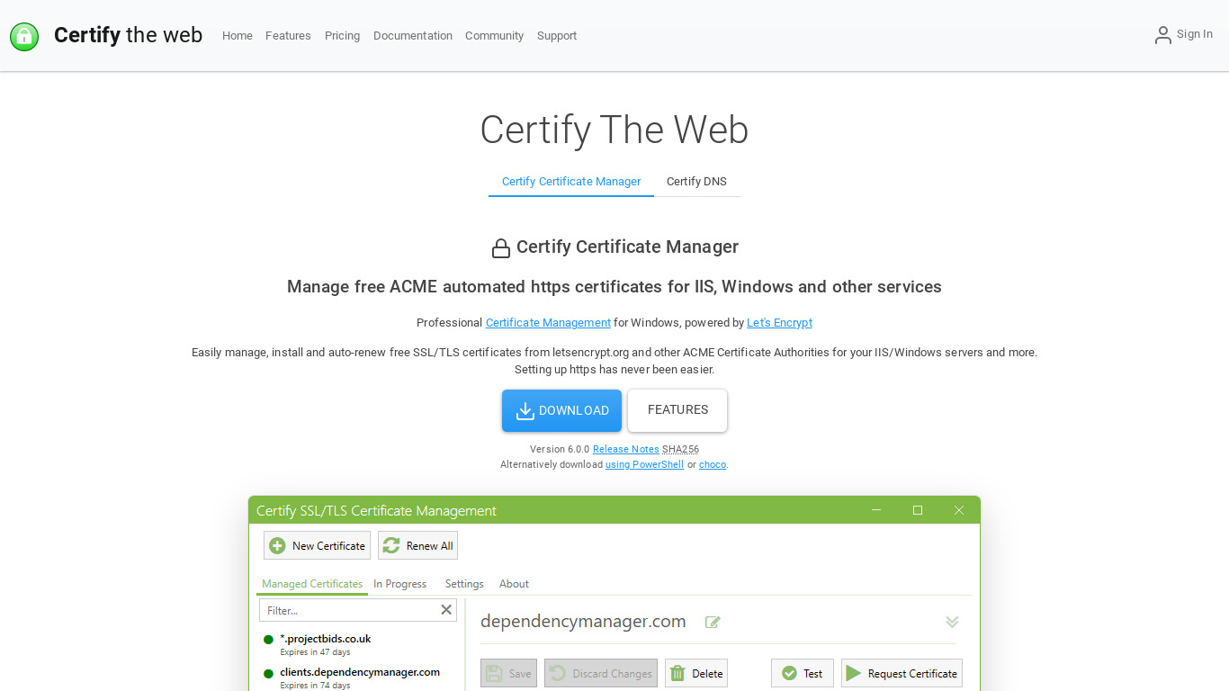 Certify The Web Landing page