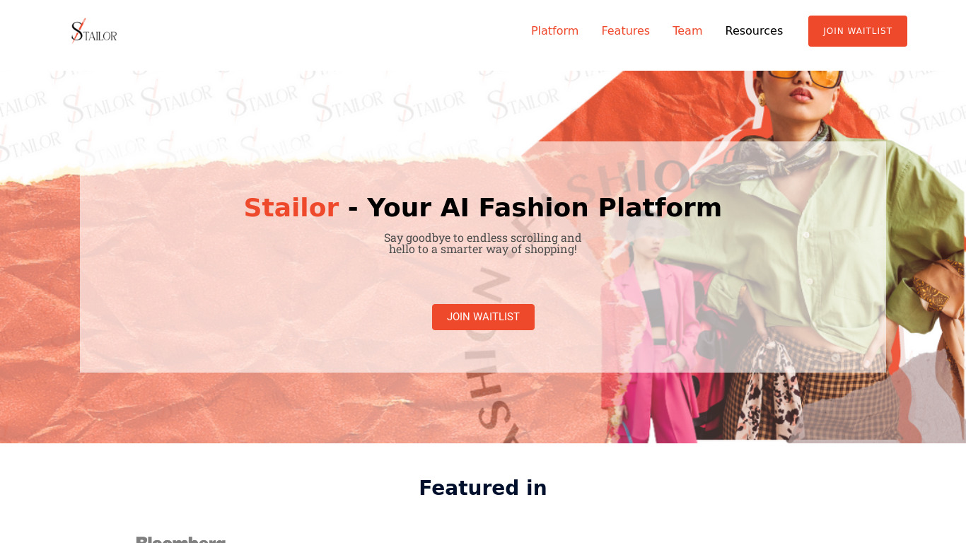 Stailor Landing page