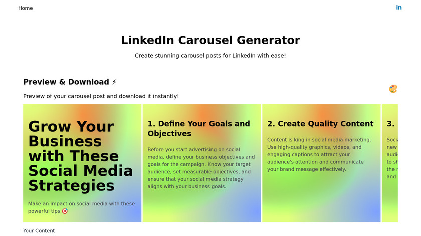 LinkedIn Carousel Generator Landing Page