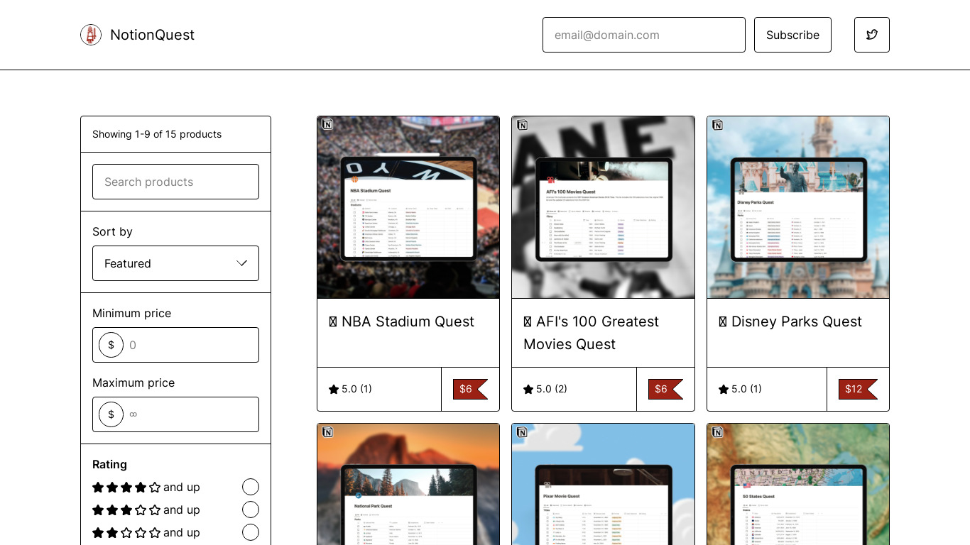 NotionQuest Landing page