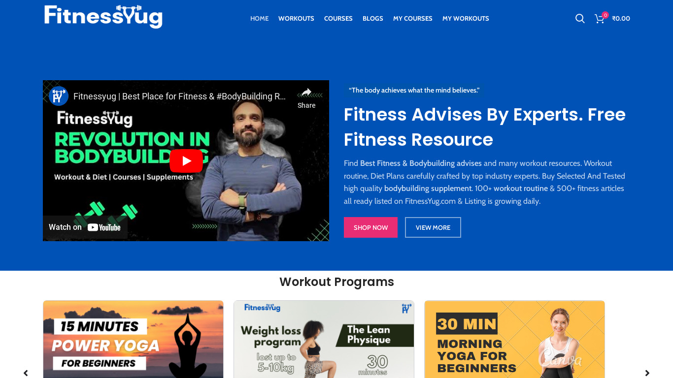 FitnessYug Landing page