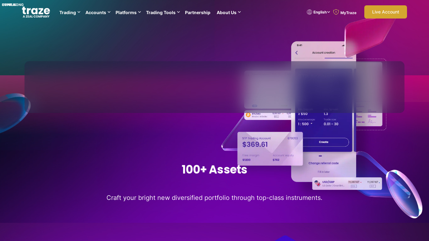 Traze Landing page