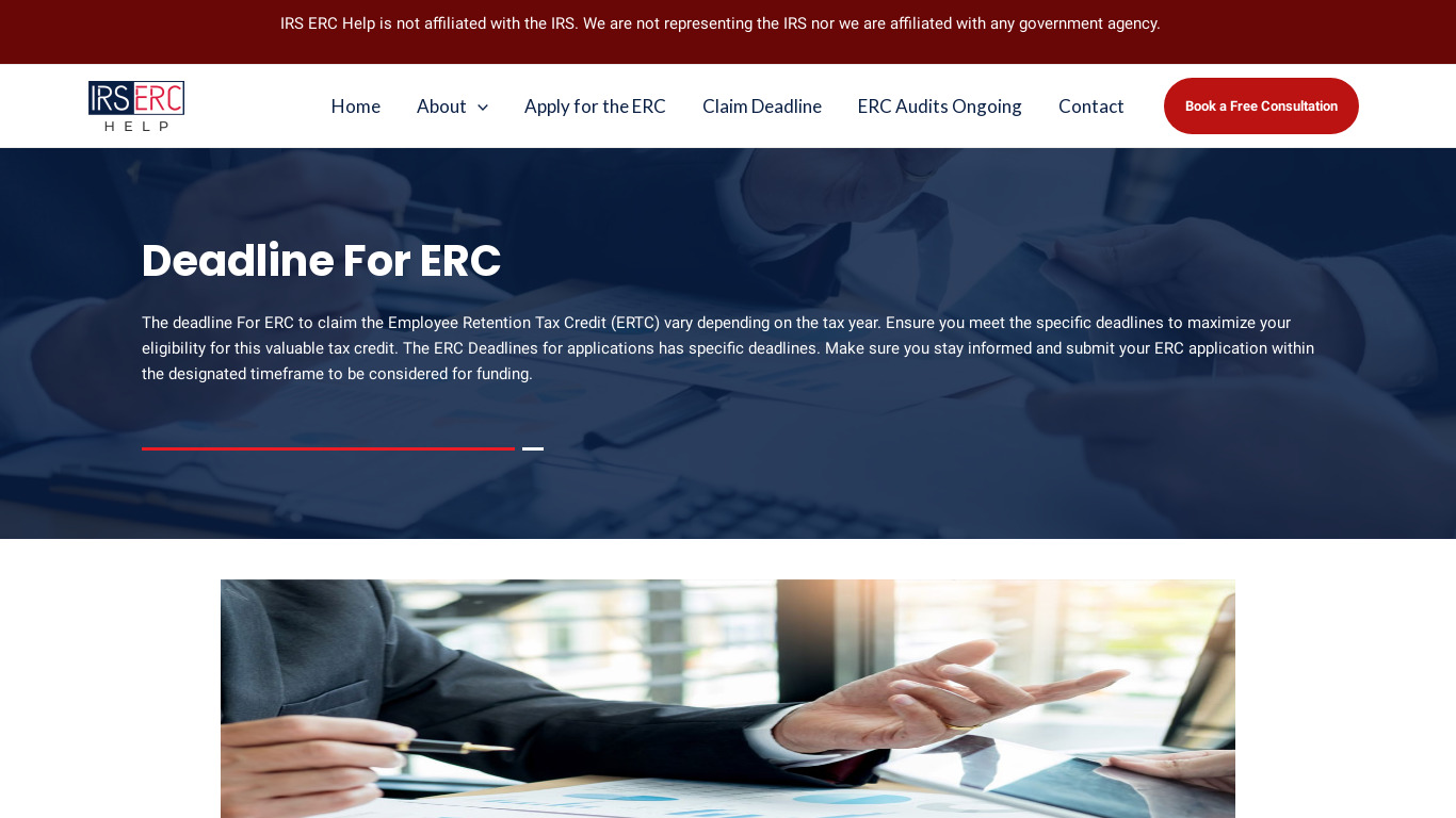 ERC Deadline Landing page