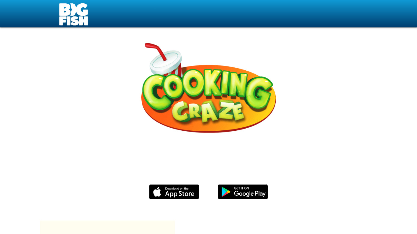Cooking Craze Landing page