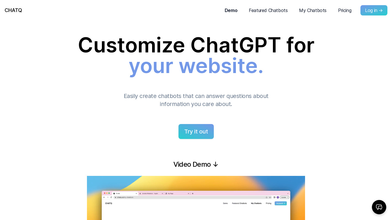 ChatQ Landing page