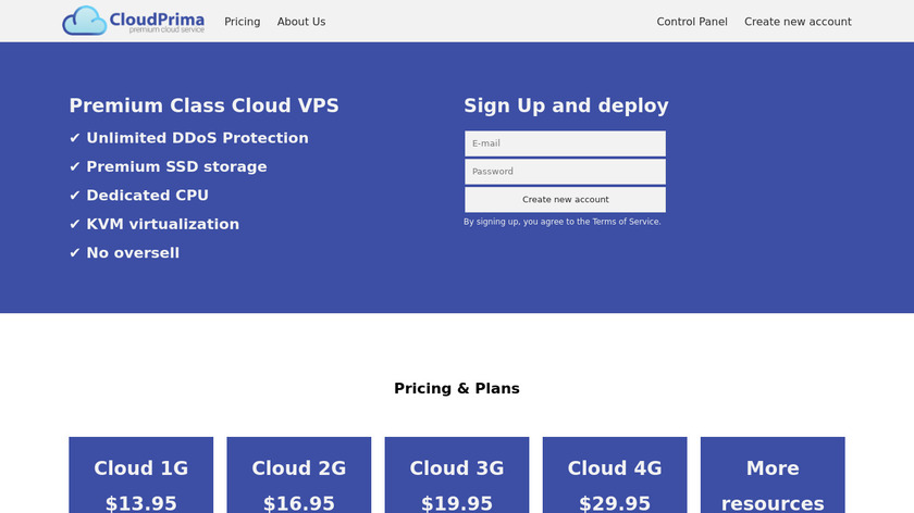 CloudPrima Landing Page