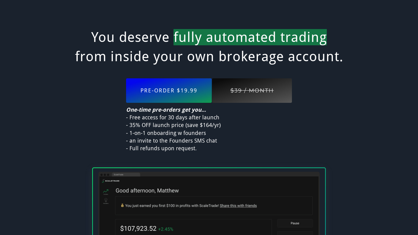 ScaleTrade Landing page