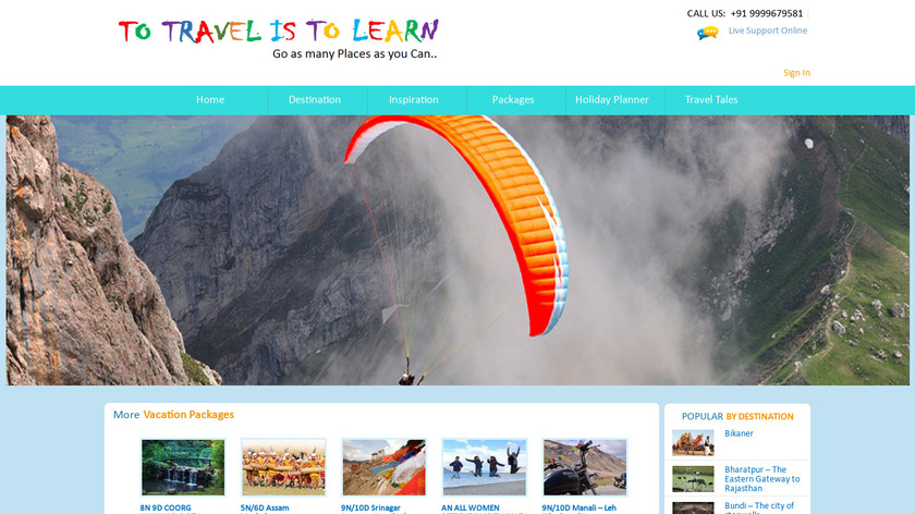 To Travel Is To Learn Landing Page