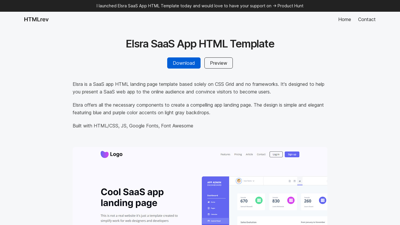Elsra HTML Template Landing page