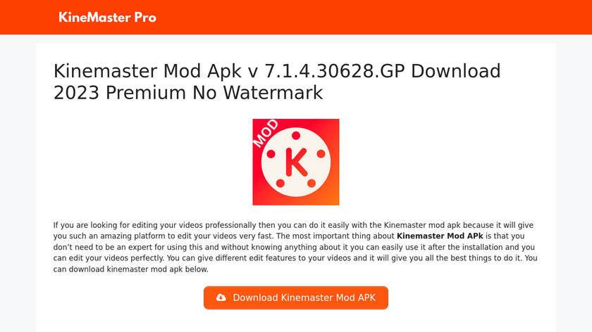 Kinemaster mod apk Premium features Landing Page
