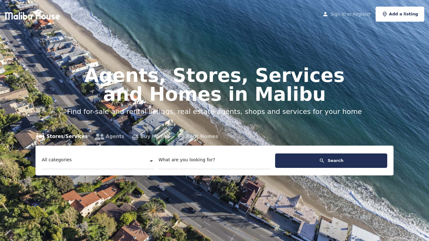 Malibu House Landing page