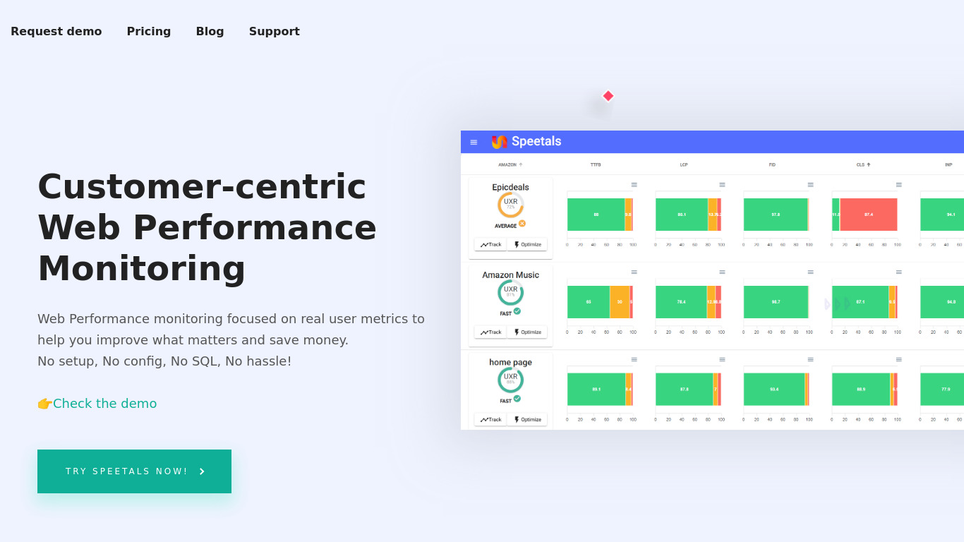 Speetals Landing page