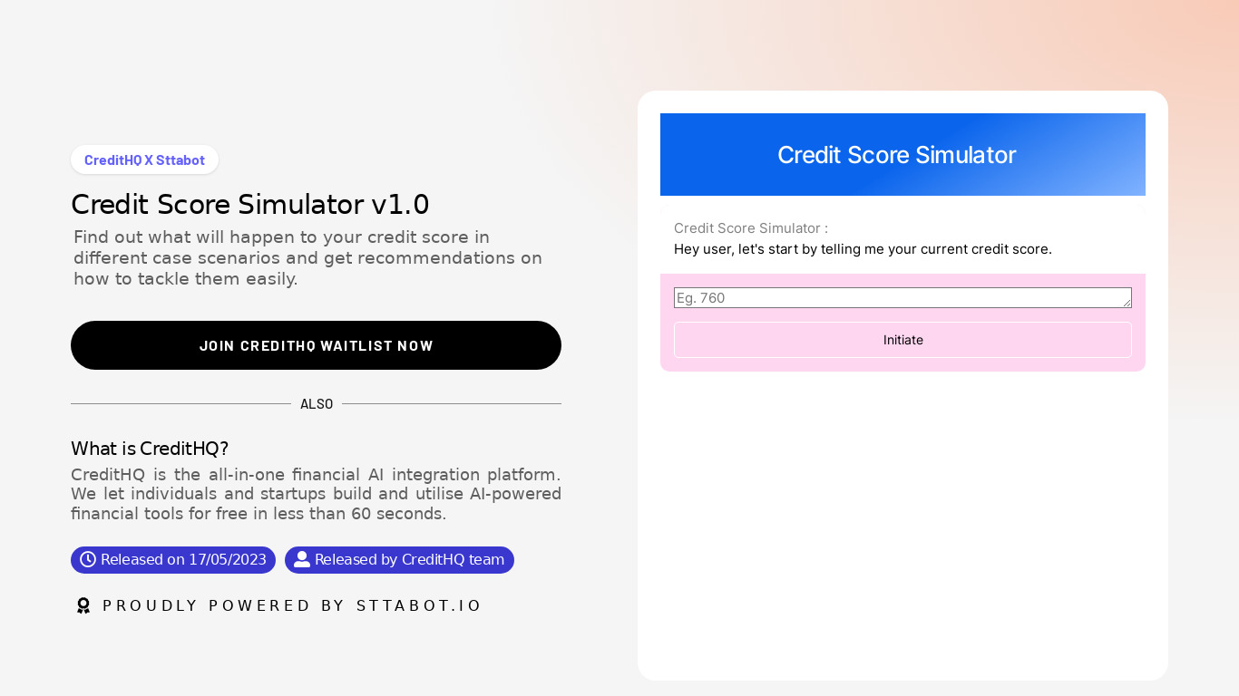 Credit Score Simulator AI Landing page