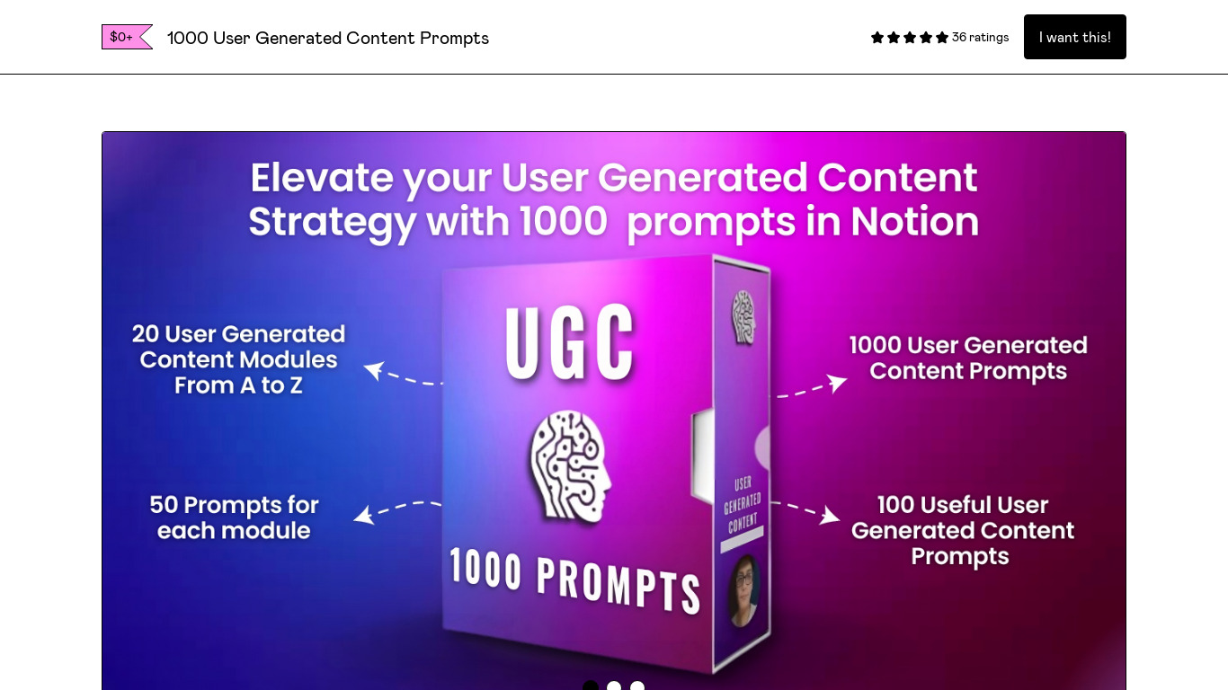 1000+ User Generated Content Prompts Landing page