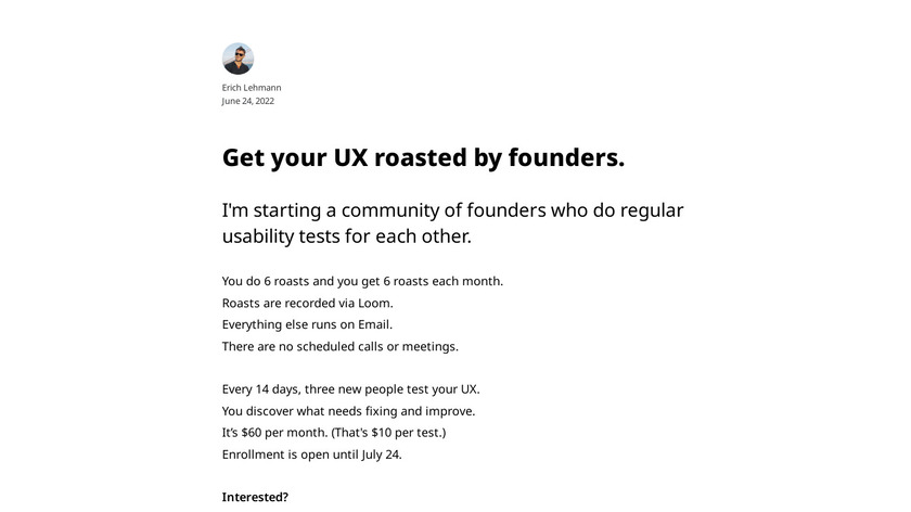 UX Roasts Landing Page